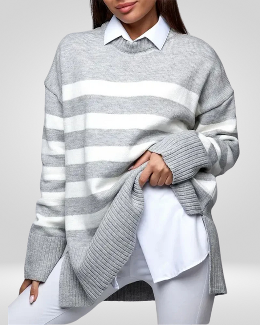 Damen Gestreifter Strickpullover – Moderner Casual Chic für Herbst & Winter