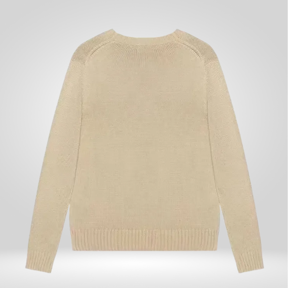 Damen Strickpullover mit Bärenstickerei – Verspieltes Design