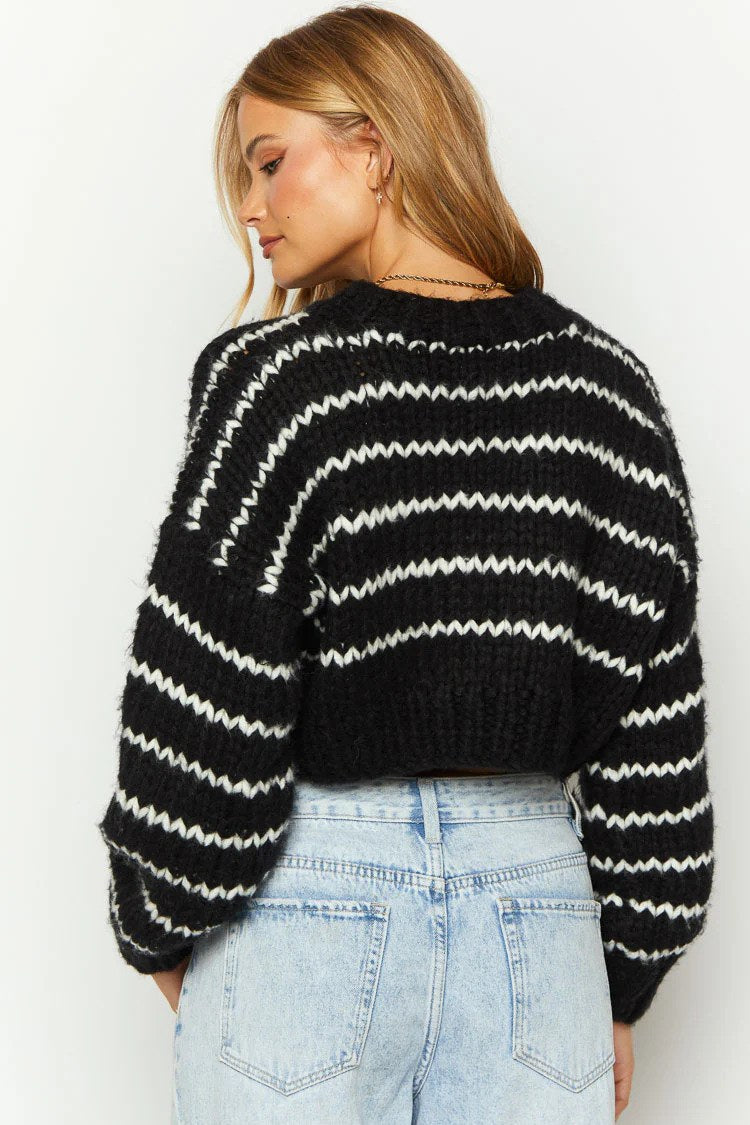 Damen Cropped Strickpullover – Mit modernen Oversize-Ärmeln