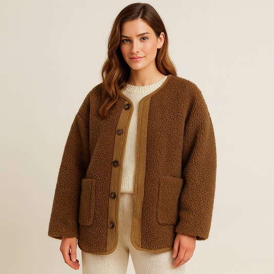 Luxe Damen Teddyjacke – Weich, warm und modern im Oversize-Look