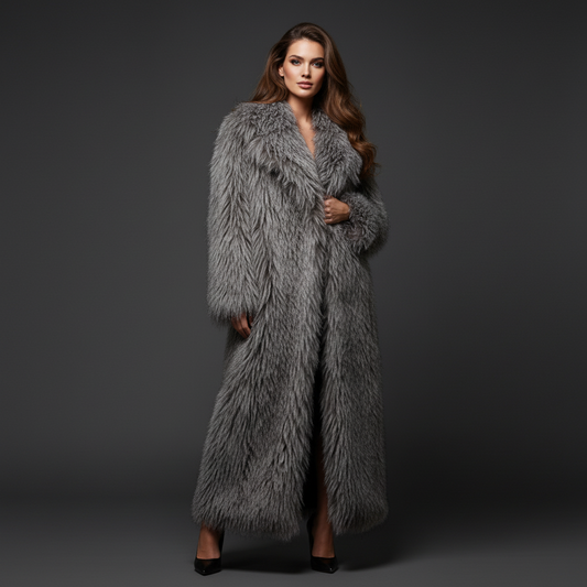 Damen Kunstfellmantel – Eleganter Vintage Wintermantel